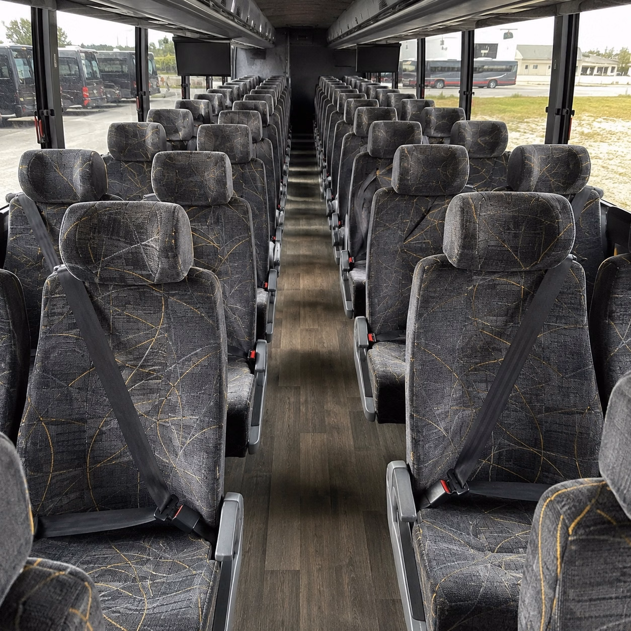 56 passenger charter bus inside